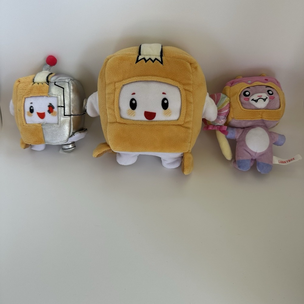 Lankybox Boxy Lankybot Foxy Candy Collection Plush Collectibles Lot Of 3 Stuffed